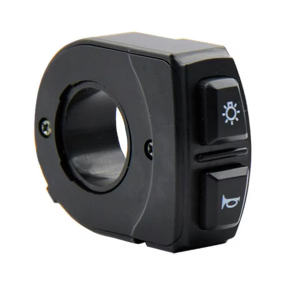 Electric Bicycle Light and for HORN Switch 12-72V, Rainproof ABS Handlebar Button, for E-Bike Scooter DIY,Fits 22.5mm Bar,Black