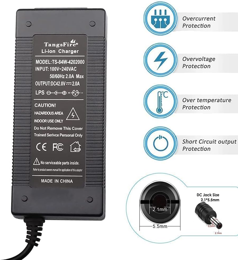Electric Scooter Charger, Electric Bike Charger for 42V 36V 10S Lithium Battery Compatible with Jetson Electric Bike/Mega Escooter/Gotrax Scooter/Hiboy Skateboard