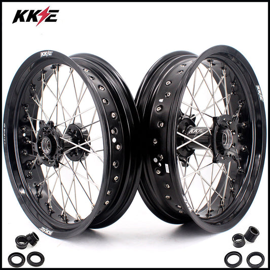KKE 17 Inch Supermoto Rims for Honda CRF250R 04-13 CRF450R 02-12 Black