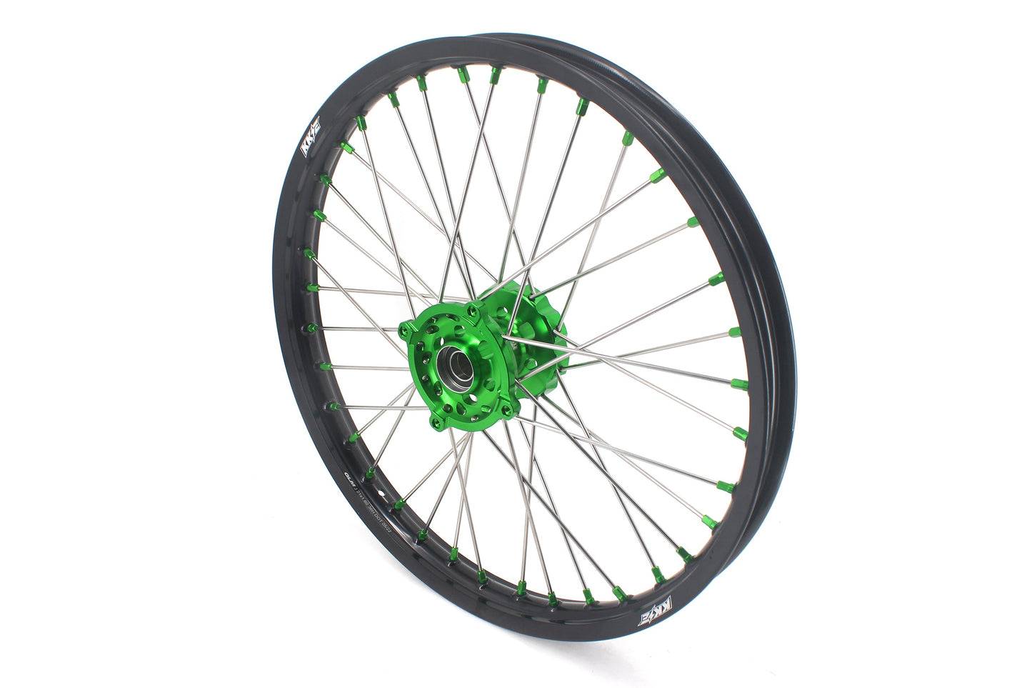 KKE 1.6*21 & 2.15*19 Wheels Rims Fit Kawasaki KX450 2019-2024 KX450X 2021-2024 Green Nipples