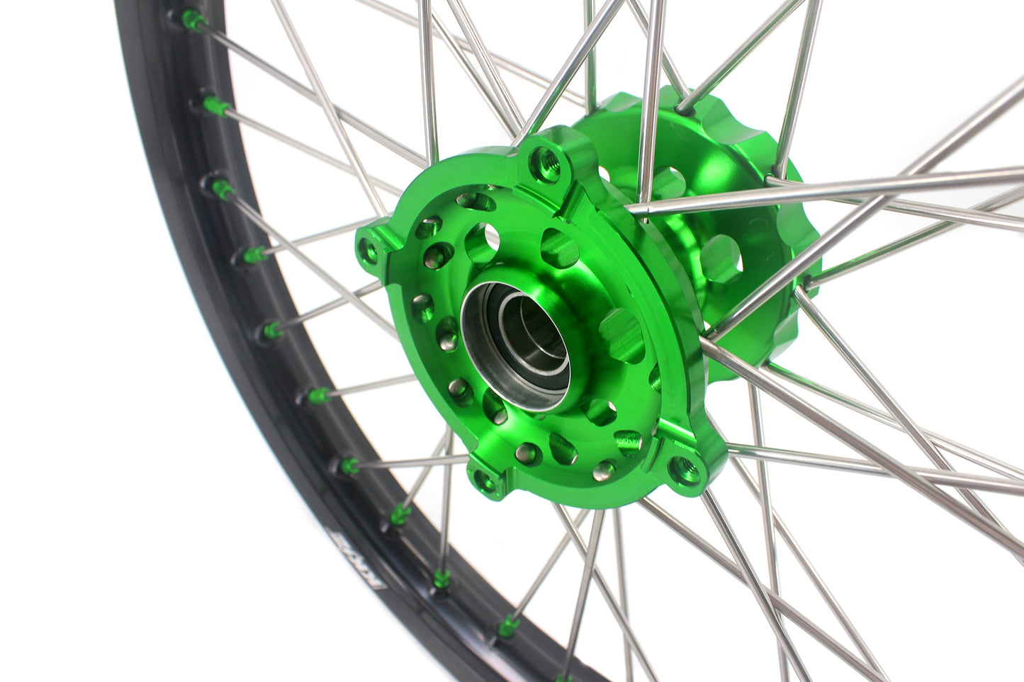 KKE 1.6*21 & 2.15*19 Wheels Rims Fit Kawasaki KX450 2019-2024 KX450X 2021-2024 Green Nipples