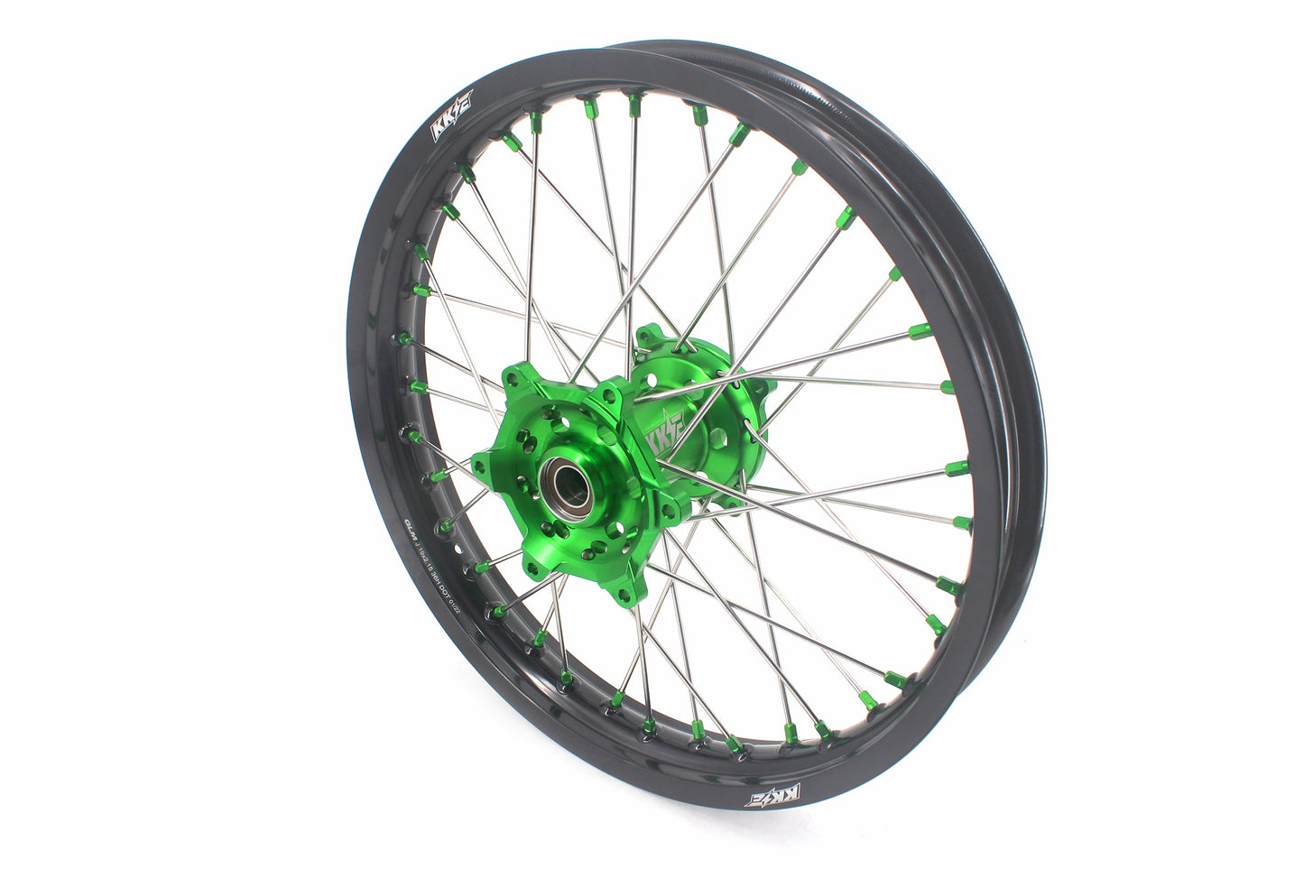 KKE 1.6*21 & 2.15*19 Wheels Rims Fit Kawasaki KX450 2019-2024 KX450X 2021-2024 Green Nipples
