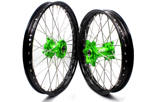 KKE 1.6*21 & 2.15*19 Wheels Rims Fit Kawasaki KX450 2019-2025 KX450X 2021-2025 Green Hubs