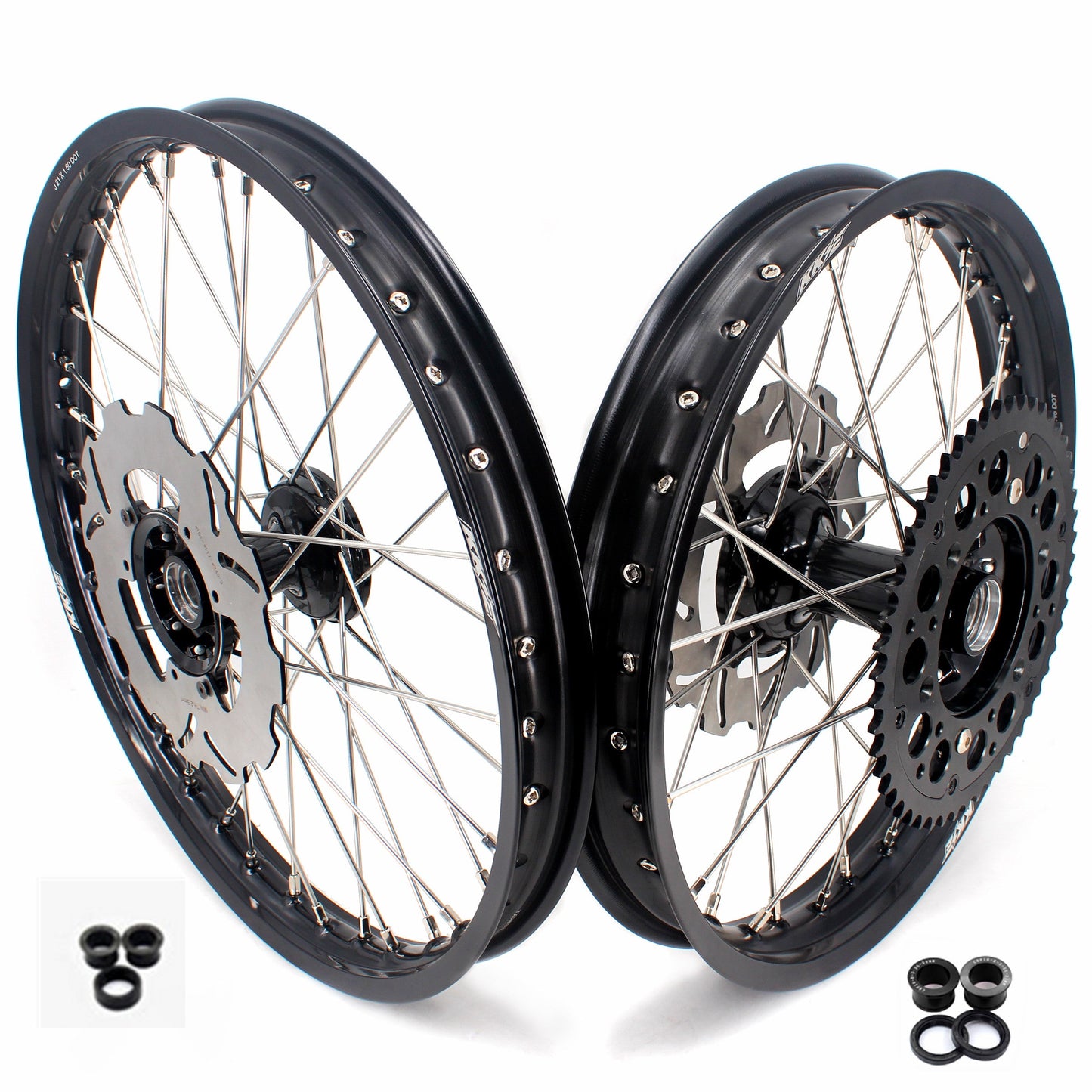 KKE 21 & 19 Casting MX Rims for Honda XR650R 2000-2008 240MM/240MM Disc Black&Black