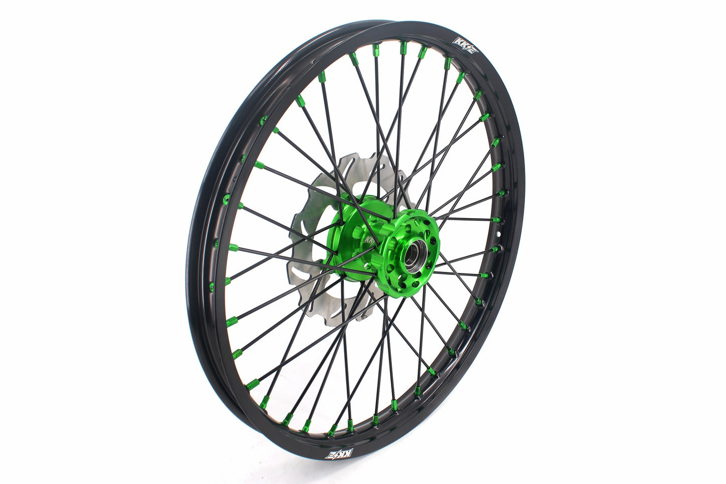 KKE 21/18 Spoked Wheels Rims For KAWASAKI KX125 KX250 2003 2004 2005 Black Spokes