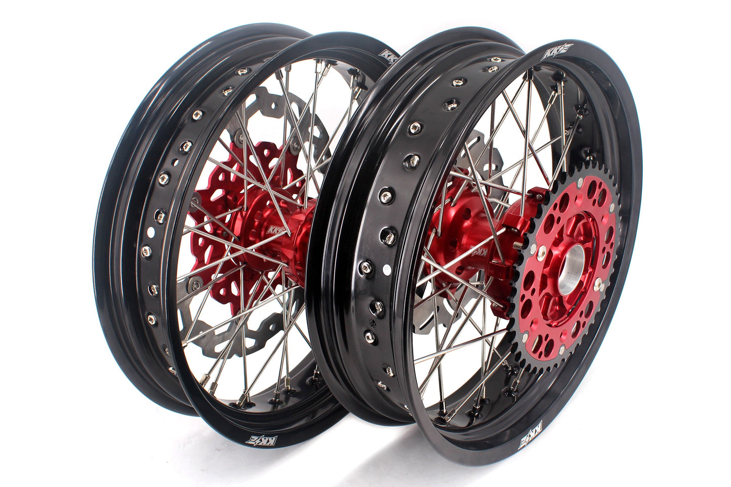 KKE 3.5 & 4.25 Cush Drive Supermoto Rims for HONDA CRF250R/450R 2002-2012 Red&Black With Disc&Sprocket