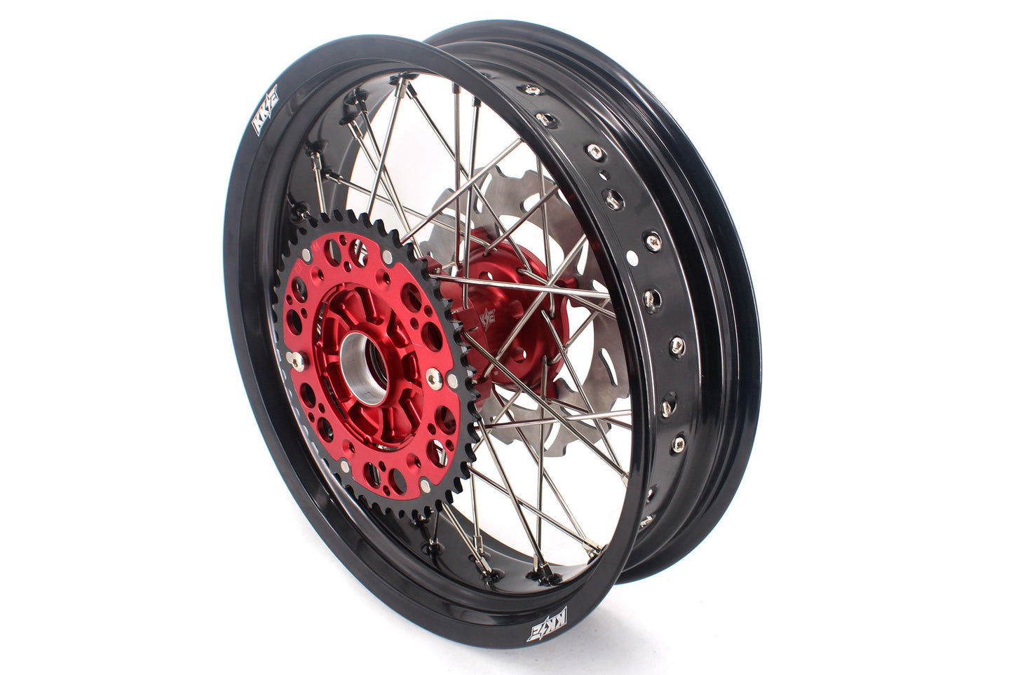 KKE 3.5 & 4.25 Cush Drive Supermoto Rims for HONDA CRF250R/450R 2002-2012 Red&Black With Disc&Sprocket