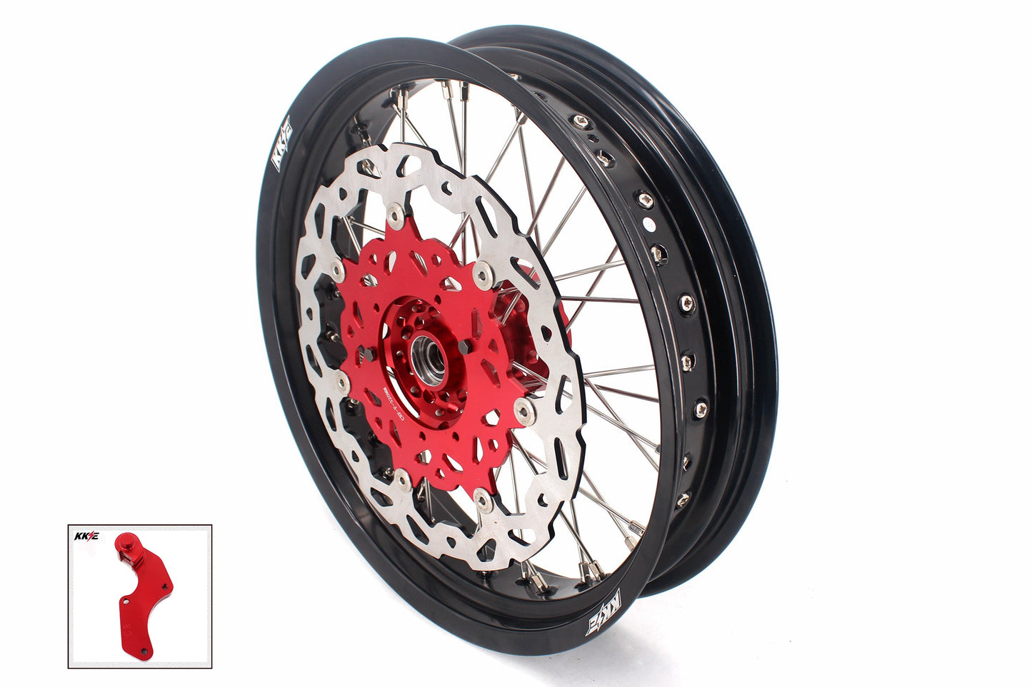 KKE 3.5 & 4.25 Cush Drive Supermoto Rims for HONDA CRF250R/450R 2002-2012 Red&Black With Disc&Sprocket