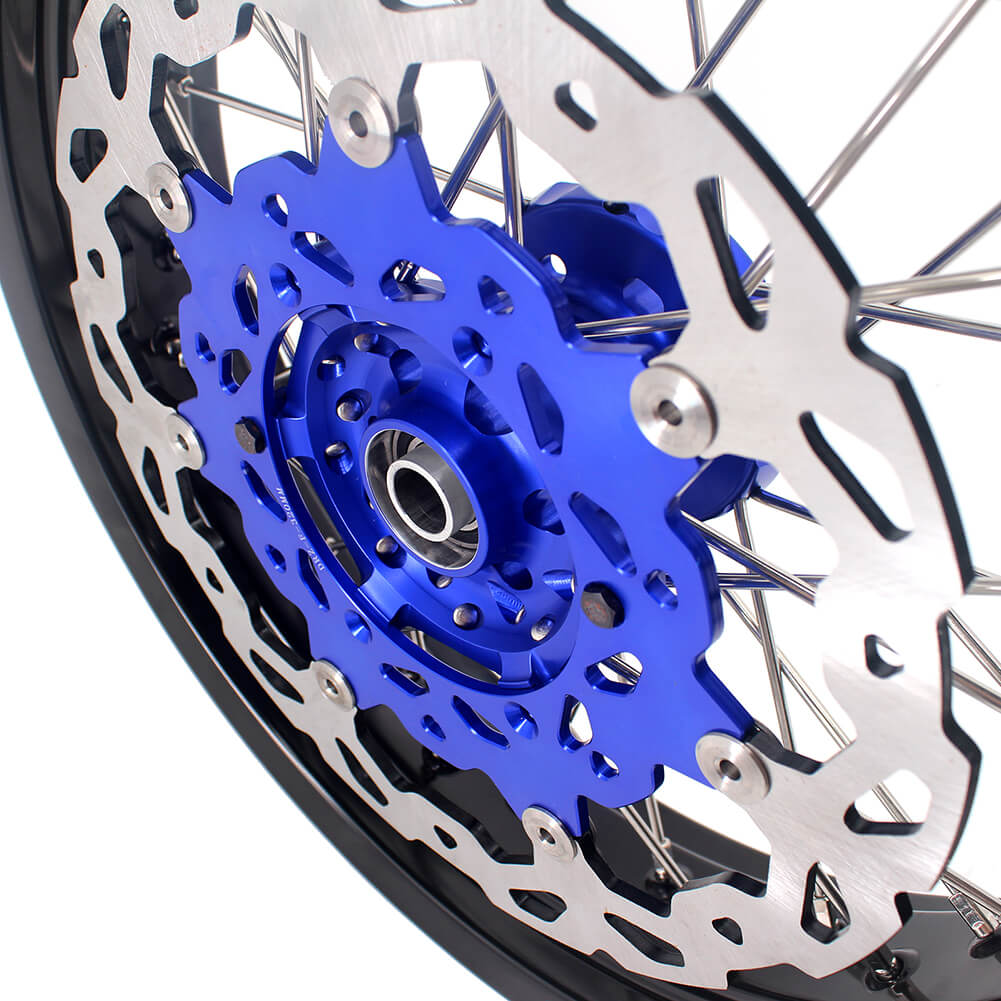 KKE 17 Inch Cush Drive Supermoto Wheels Fit Yamaha WR250F 2001-2018 WR450F 2003-2018 Blue
