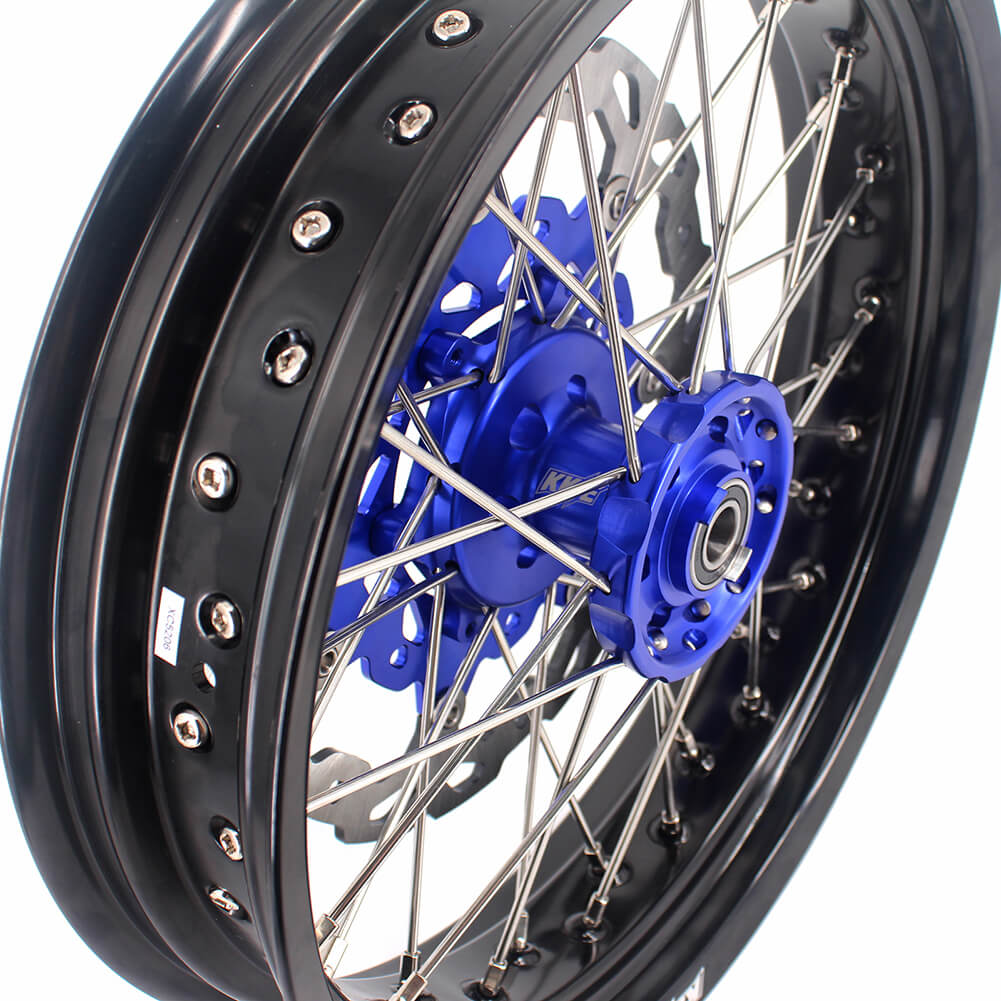 KKE 17 Inch Cush Drive Supermoto Wheels Fit Yamaha WR250F 2001-2018 WR450F 2003-2018 Blue