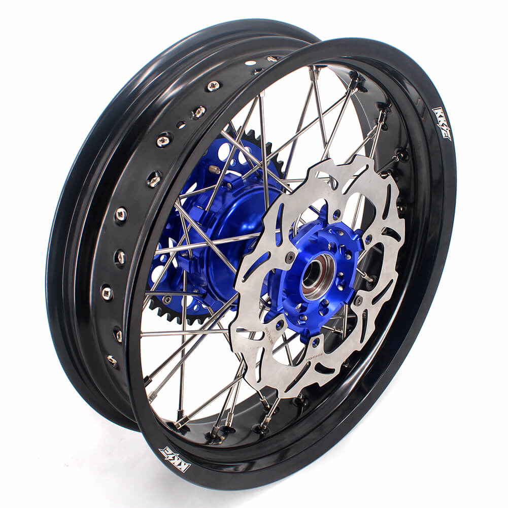 KKE 17 Inch Cush Drive Supermoto Wheels Fit Yamaha WR250F 2001-2018 WR450F 2003-2018 Blue