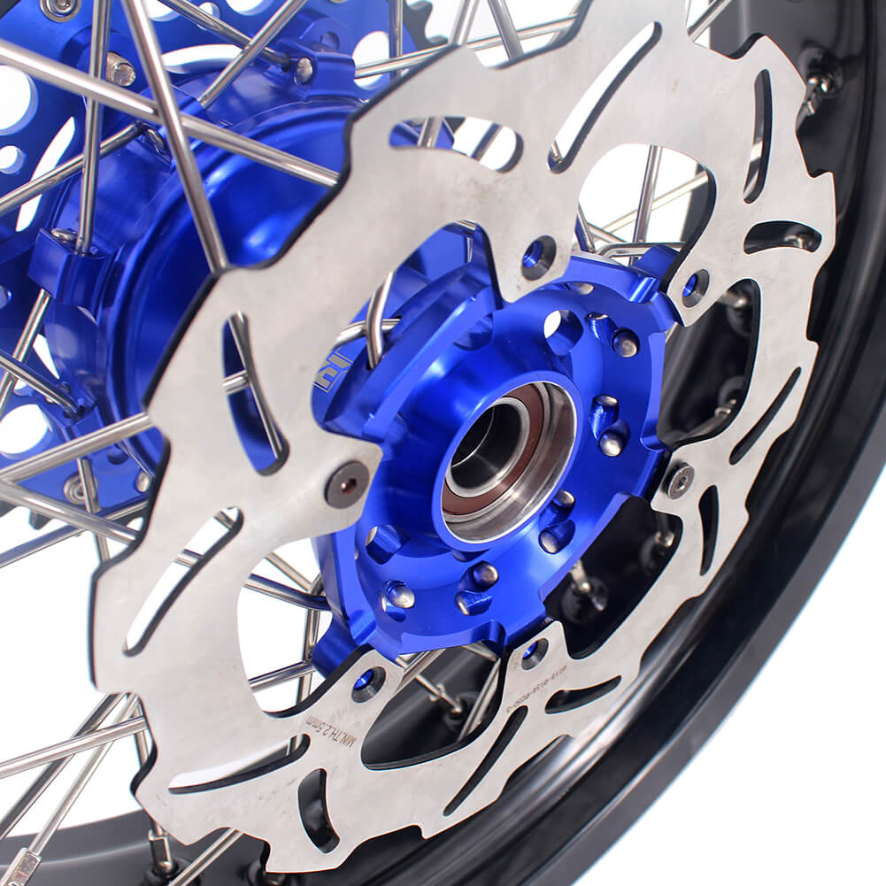KKE 17 Inch Cush Drive Supermoto Wheels Fit Yamaha WR250F 2001-2018 WR450F 2003-2018 Blue