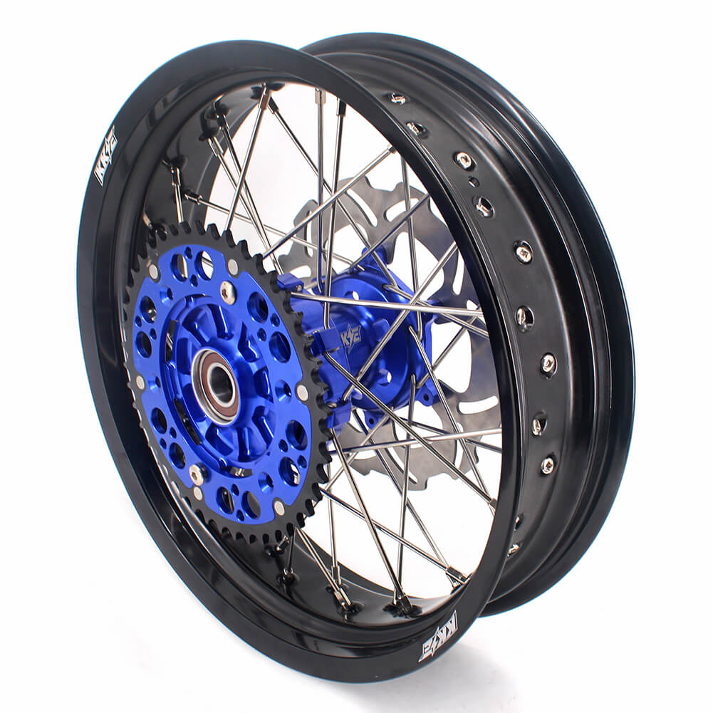 KKE 17 Inch Cush Drive Supermoto Wheels Fit Yamaha WR250F 2001-2018 WR450F 2003-2018 Blue