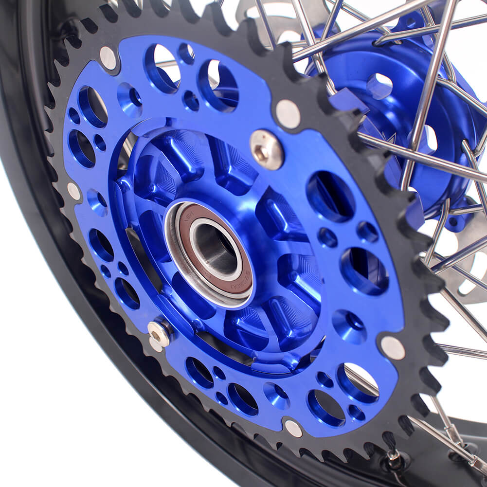 KKE 17 Inch Cush Drive Supermoto Wheels Fit Yamaha WR250F 2001-2018 WR450F 2003-2018 Blue