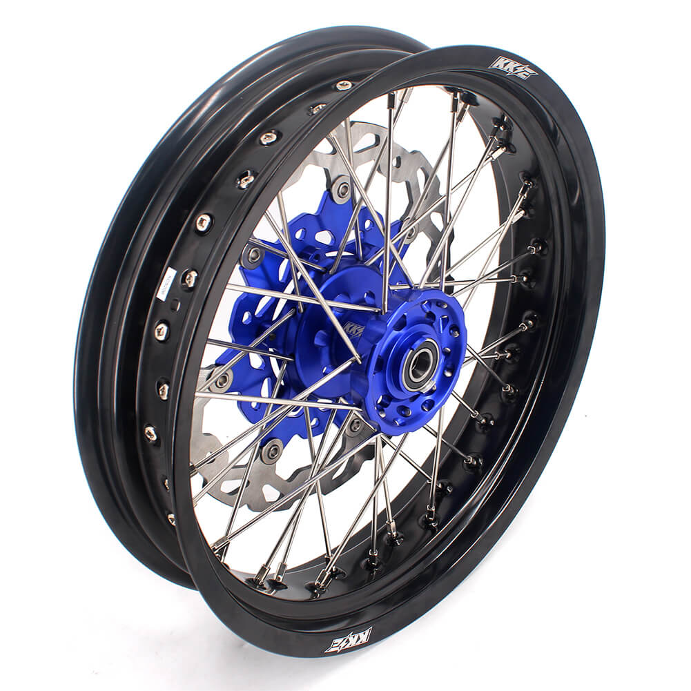 KKE 17 Inch Cush Drive Supermoto Wheels Fit Yamaha WR250F 2001-2018 WR450F 2003-2018 Blue