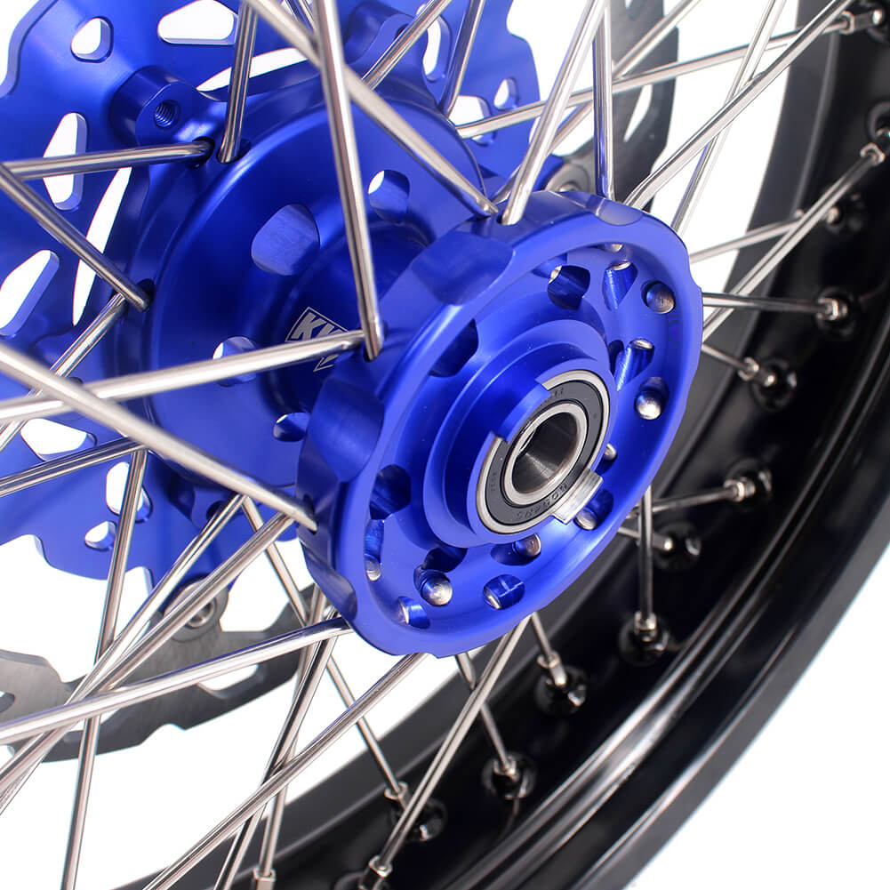 KKE 17 Inch Cush Drive Supermoto Wheels Fit Yamaha WR250F 2001-2018 WR450F 2003-2018 Blue