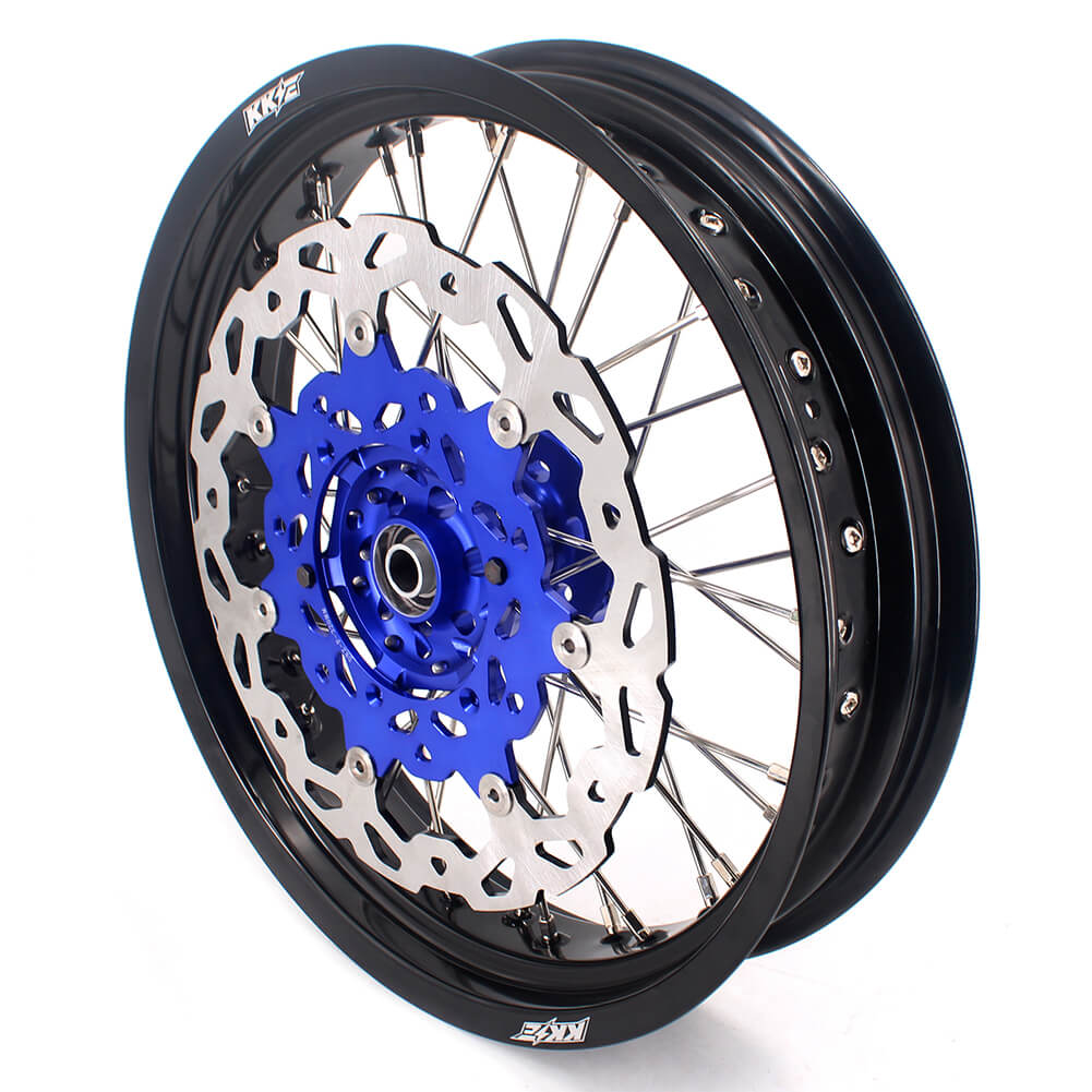 KKE 17 Inch Cush Drive Supermoto Wheels Fit Yamaha WR250F 2001-2018 WR450F 2003-2018 Blue