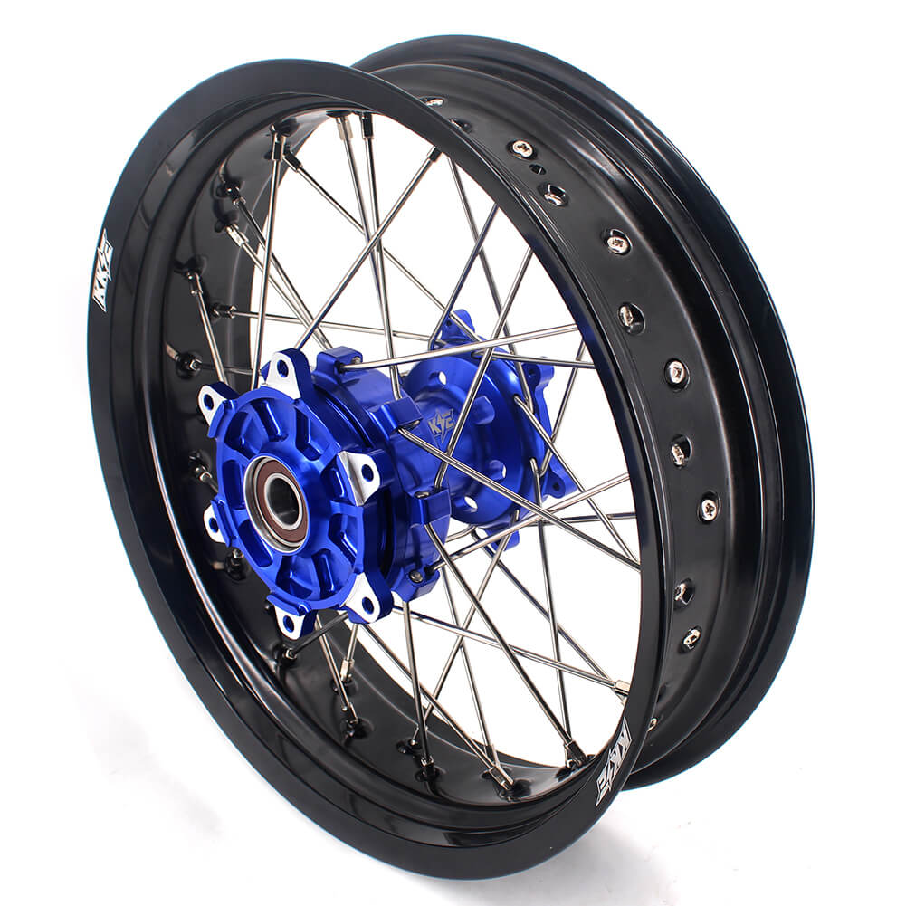 KKE 17 Inch Cush Drive Supermoto Wheels Fit Yamaha WR250F 2001-2018 WR450F 2003-2018 Blue
