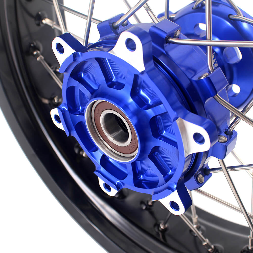 KKE 17 Inch Cush Drive Supermoto Wheels Fit Yamaha WR250F 2001-2018 WR450F 2003-2018 Blue
