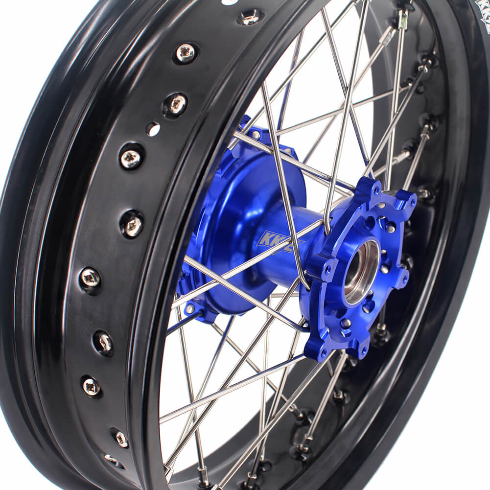 KKE 17 Inch Cush Drive Supermoto Wheels Fit Yamaha WR250F 2001-2018 WR450F 2003-2018 Blue