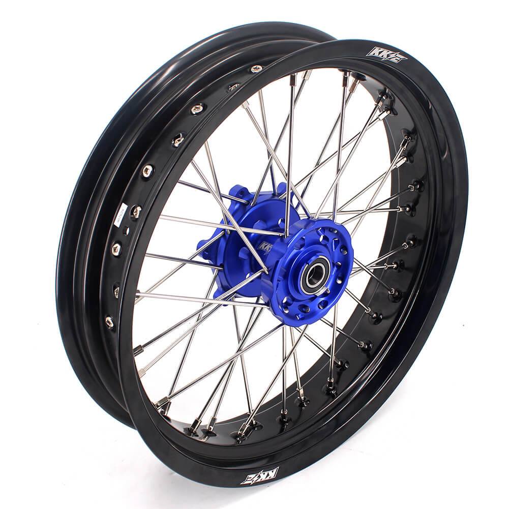 KKE 17 Inch Cush Drive Supermoto Wheels Fit Yamaha WR250F 2001-2018 WR450F 2003-2018 Blue