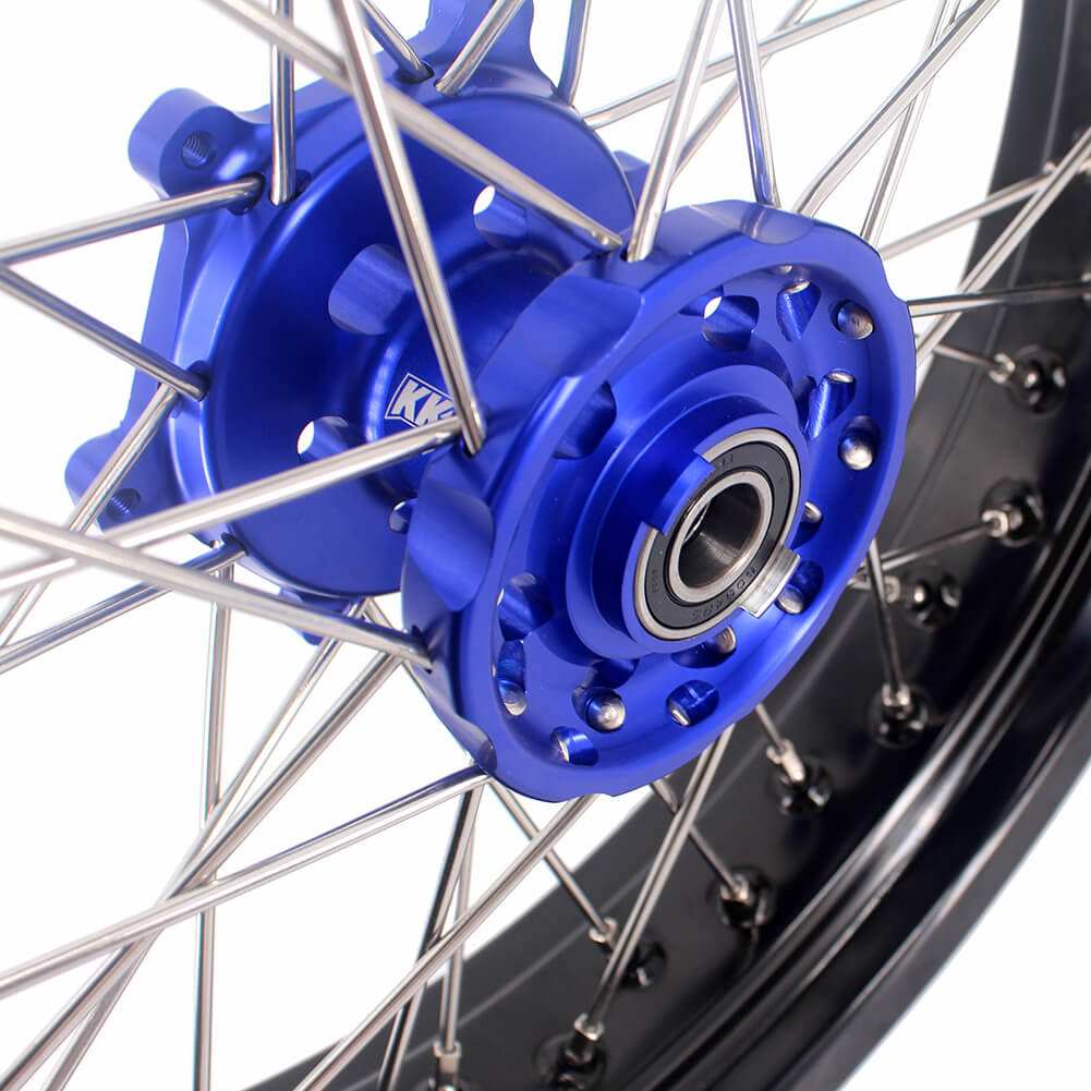 KKE 17 Inch Cush Drive Supermoto Wheels Fit Yamaha WR250F 2001-2018 WR450F 2003-2018 Blue