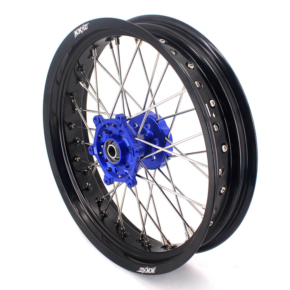 KKE 17 Inch Cush Drive Supermoto Wheels Fit Yamaha WR250F 2001-2018 WR450F 2003-2018 Blue