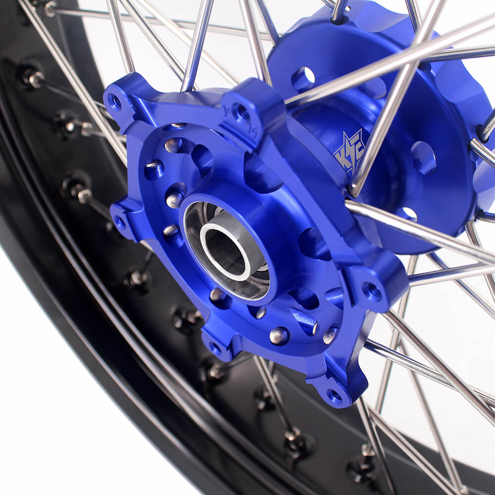 KKE 17 Inch Cush Drive Supermoto Wheels Fit Yamaha WR250F 2001-2018 WR450F 2003-2018 Blue