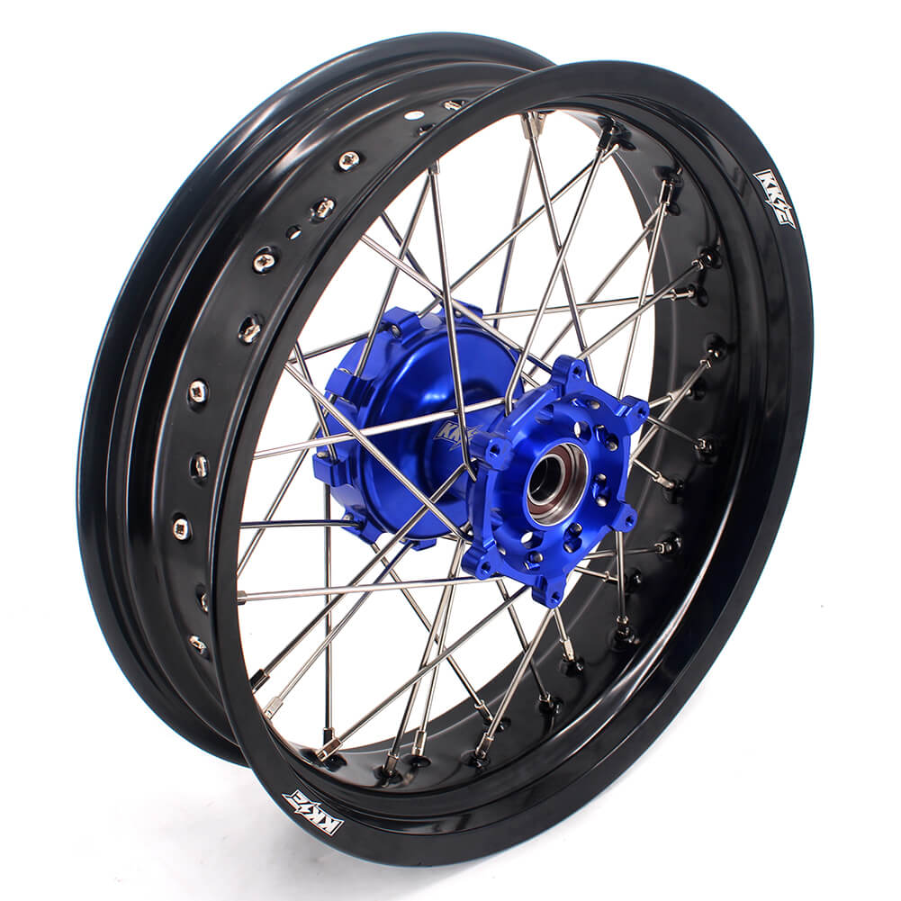 KKE 17 Inch Cush Drive Supermoto Wheels Fit Yamaha WR250F 2001-2018 WR450F 2003-2018 Blue