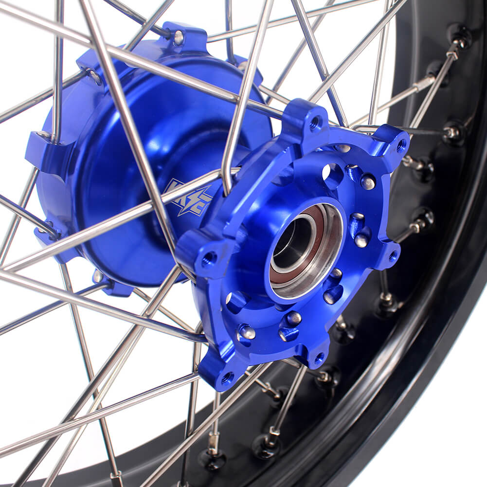 KKE 17 Inch Cush Drive Supermoto Wheels Fit Yamaha WR250F 2001-2018 WR450F 2003-2018 Blue