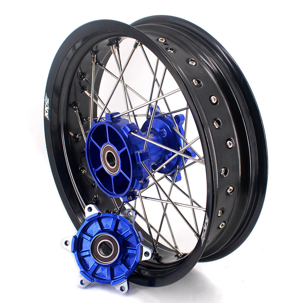 KKE 17 Inch Cush Drive Supermoto Wheels Fit Yamaha WR250F 2001-2018 WR450F 2003-2018 Blue