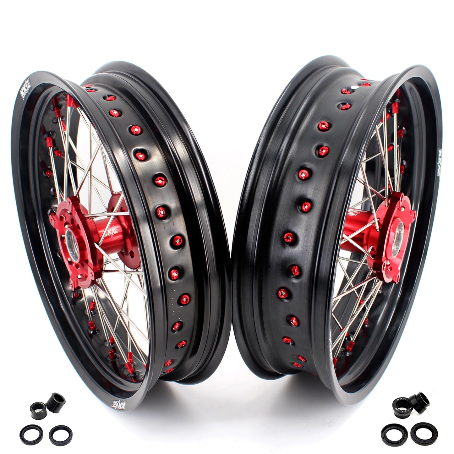 KKE 3.5 & 4.25 Supermoto Wheels Fit Husqvarna TE TC FE FC SMR 2000-2013 Red