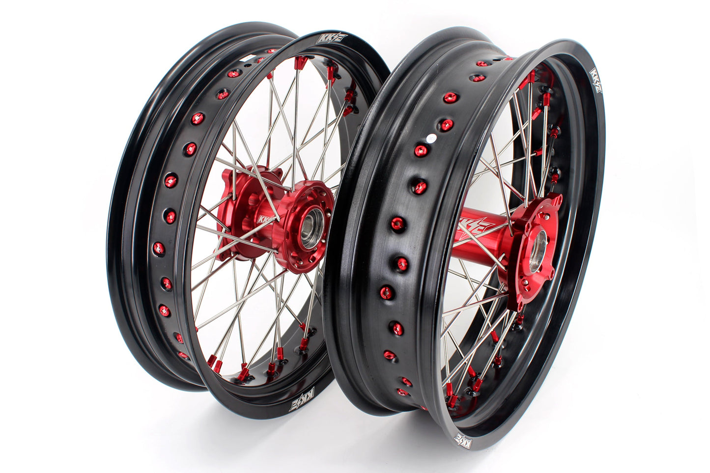 KKE 3.5 & 4.25 Supermoto Wheels Fit Husqvarna TE TC FE FC SMR 2000-2013 Red