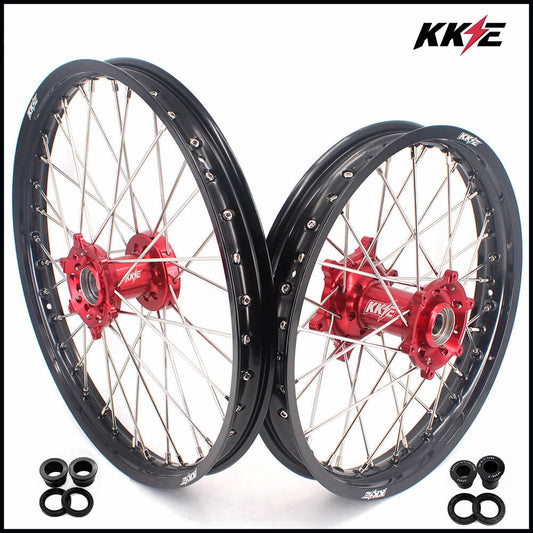 KKE 21 & 18 Enduro Rims for GAS GAS Enduro Bikes 2018-2020 Red CNC Hub
