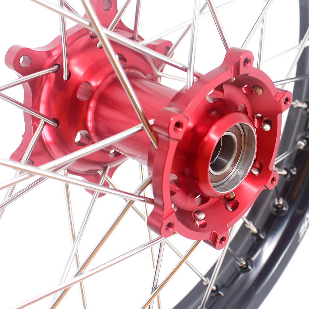 KKE 21/18 Spoked Enduro Wheels for GAS GAS Enduro Bikes 2004-2017 Red