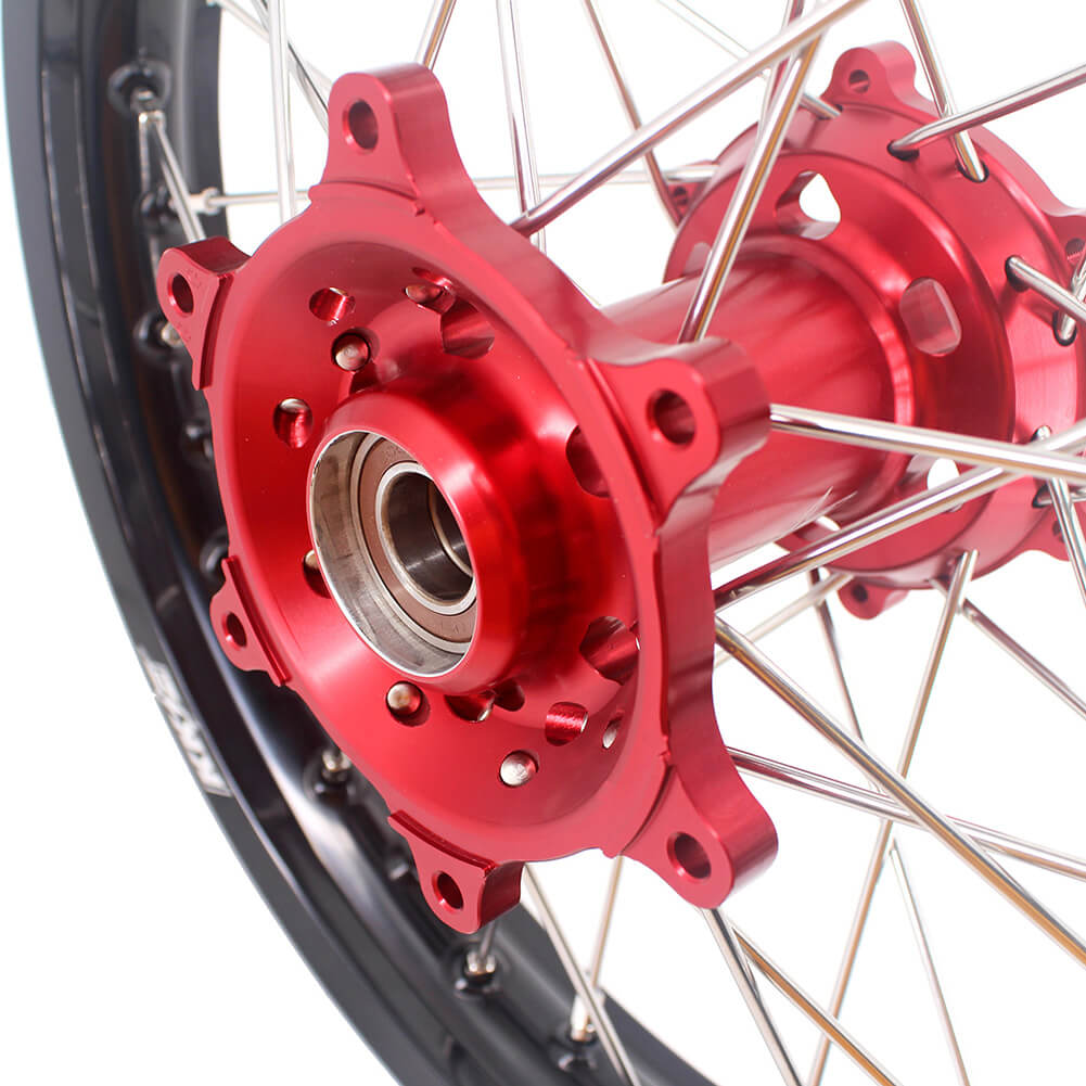 KKE 21/18 Spoked Enduro Wheels for GAS GAS Enduro Bikes 2004-2017 Red