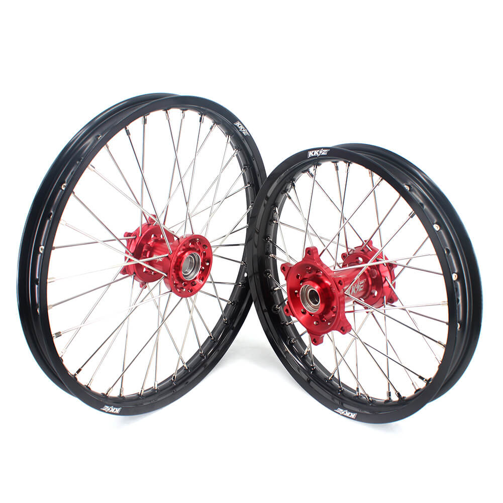 KKE 21/18 Spoked Enduro Wheels for GAS GAS Enduro Bikes 2004-2017 Red