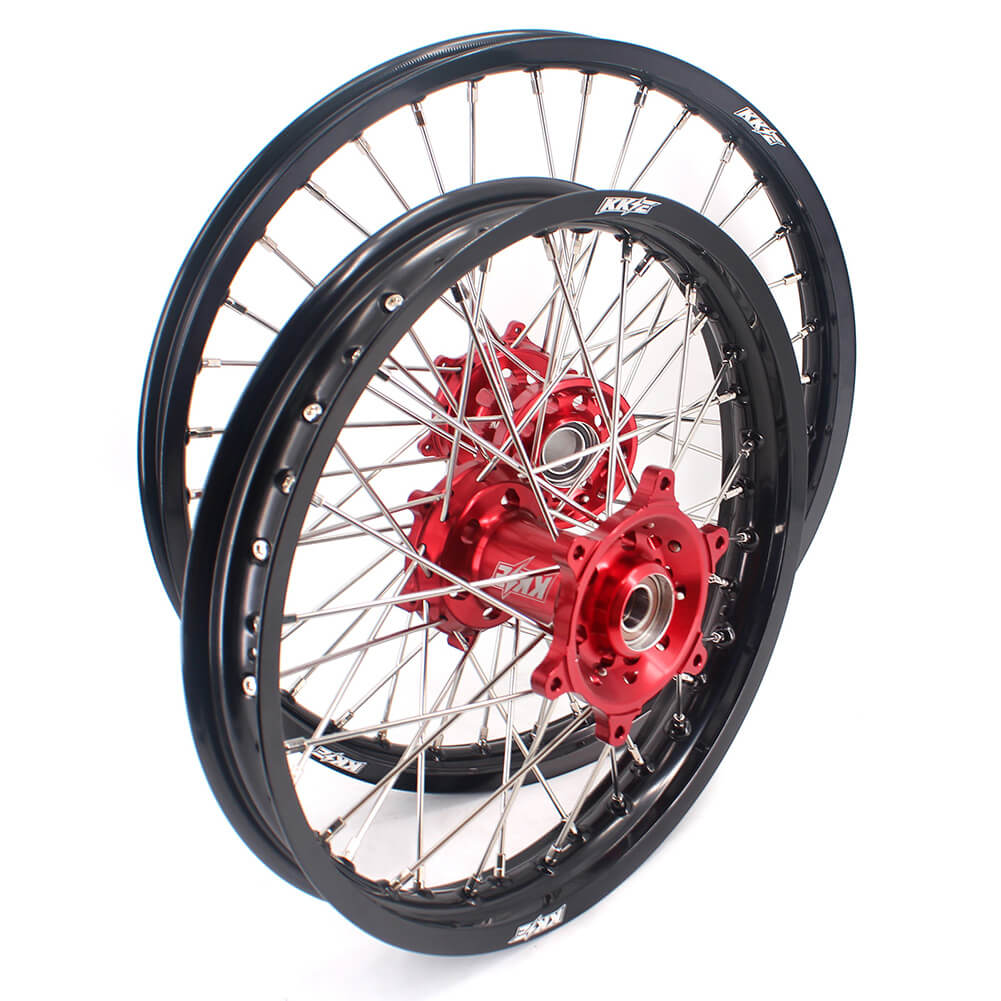 KKE 21/18 Spoked Enduro Wheels for GAS GAS Enduro Bikes 2004-2017 Red