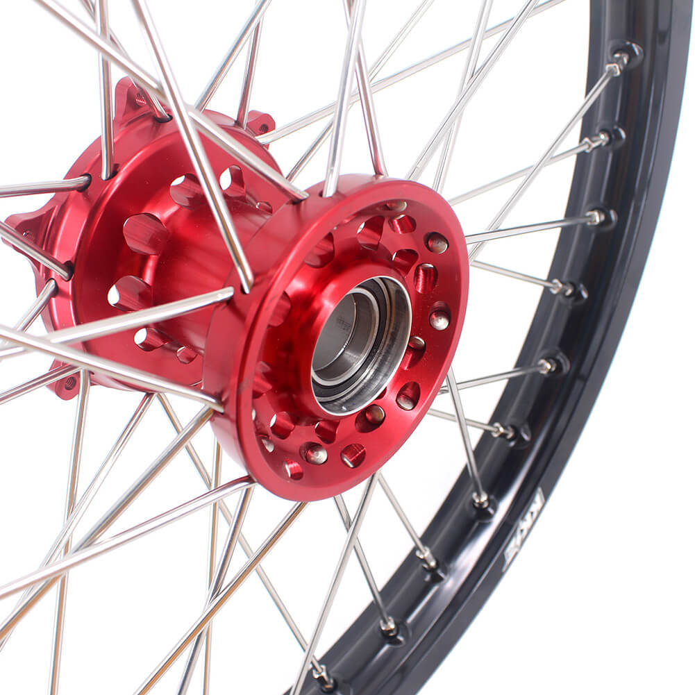 KKE 21/18 Spoked Enduro Wheels for GAS GAS Enduro Bikes 2004-2017 Red