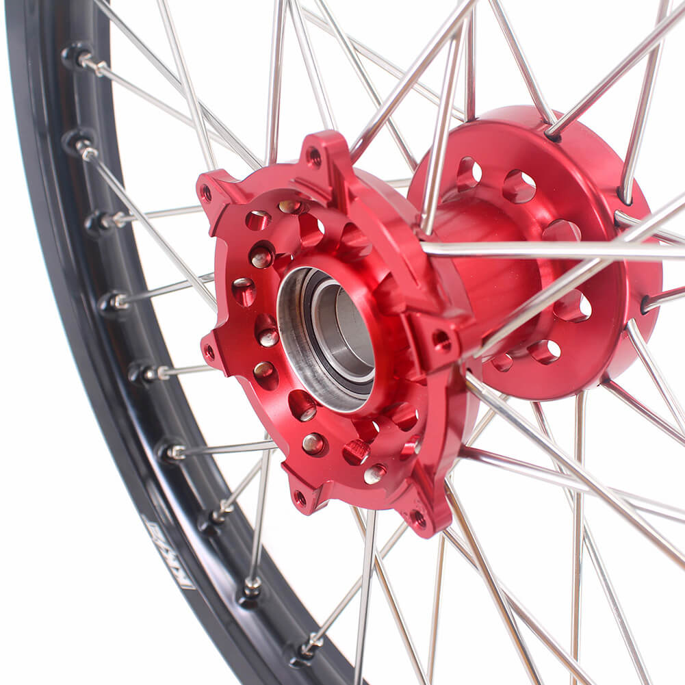 KKE 21/18 Spoked Enduro Wheels for GAS GAS Enduro Bikes 2004-2017 Red