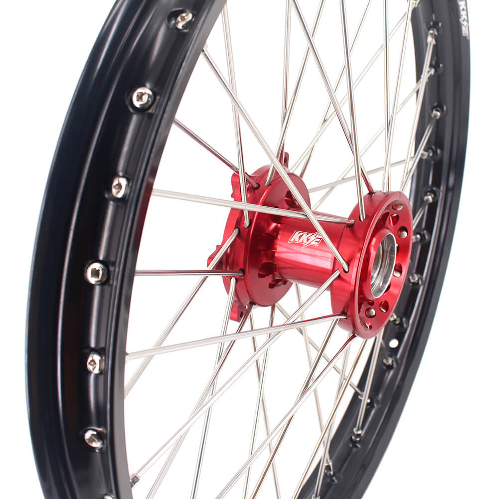 KKE 21/18 Spoked Enduro Wheels for GAS GAS Enduro Bikes 2004-2017 Red