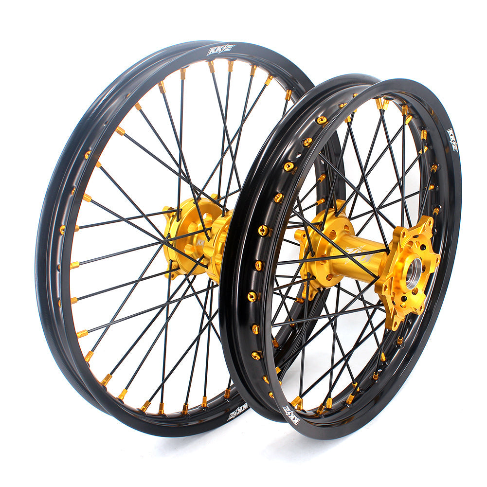 KKE 21 & 19 MX Wheels Rims for SUZUKI RMZ250 2007-2024 RMZ450 2005-2024 Black Spokes