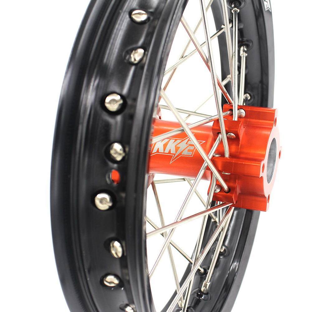 KKE 14 & 12 Spoked Kids Rims for KTM 50 SX 2014-2023 Gas Gas MC 50 2021-2023 Orange