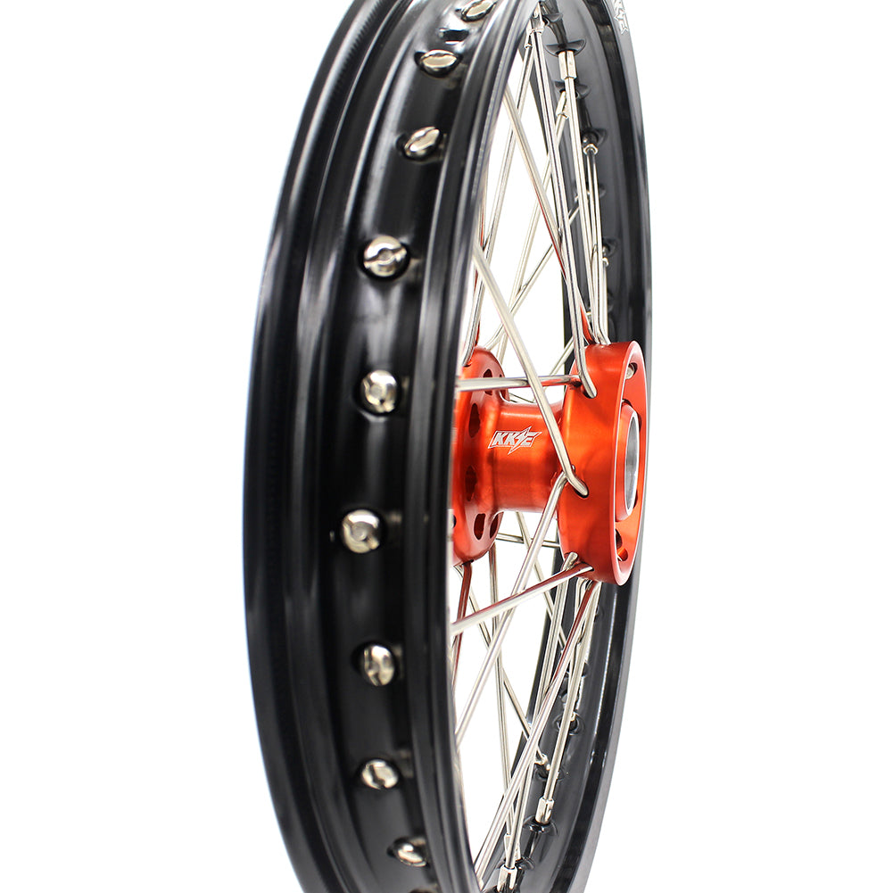 KKE 14 & 12 Spoked Kids Rims for KTM 50 SX 2014-2023 Gas Gas MC 50 2021-2023 Orange