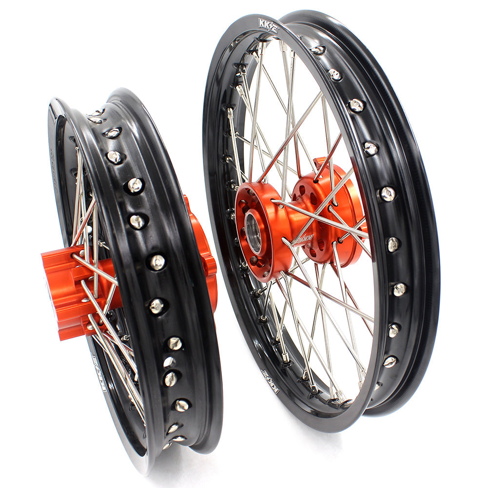 KKE 14 & 12 Spoked Kids Rims for KTM 50 SX 2014-2023 Gas Gas MC 50 2021-2023 Orange