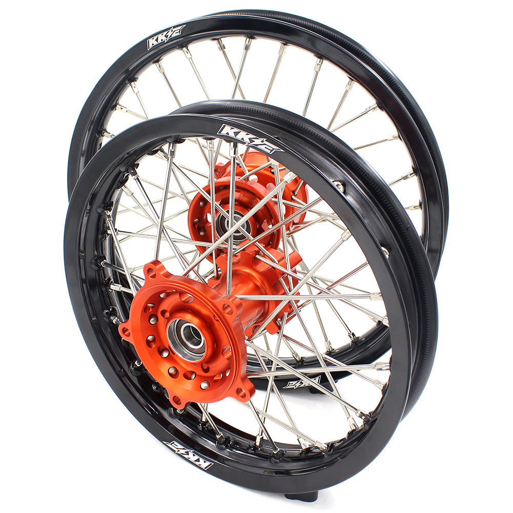 KKE 14 & 12 Spoked Kids Rims for KTM 50 SX 2014-2023 Gas Gas MC 50 2021-2023 Orange