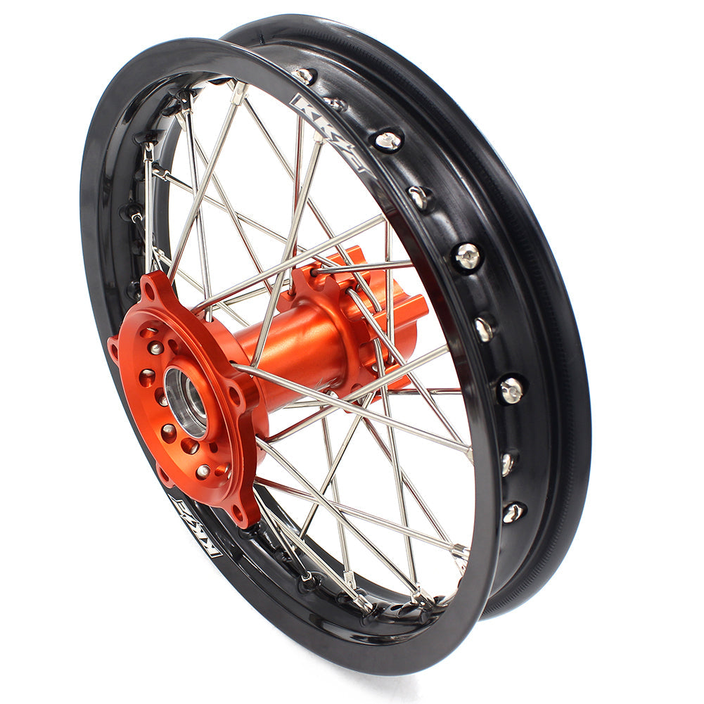 KKE 14 & 12 Spoked Kids Rims for KTM 50 SX 2014-2023 Gas Gas MC 50 2021-2023 Orange