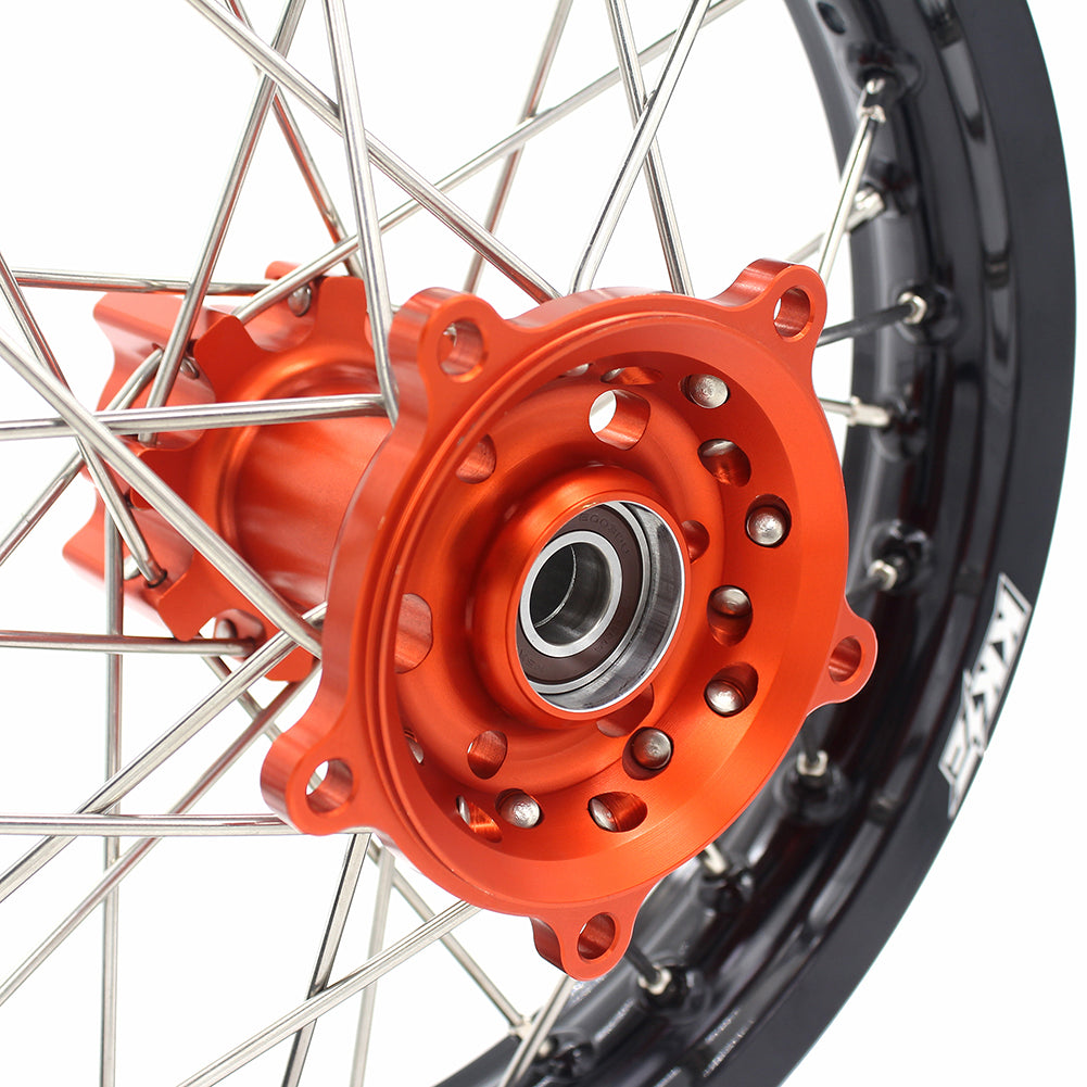 KKE 14 & 12 Spoked Kids Rims for KTM 50 SX 2014-2023 Gas Gas MC 50 2021-2023 Orange