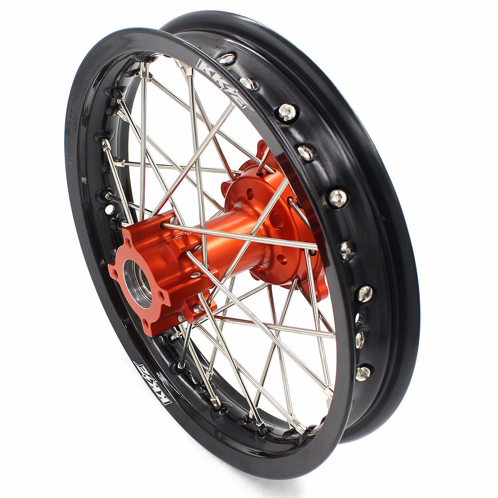 KKE 14 & 12 Spoked Kids Rims for KTM 50 SX 2014-2023 Gas Gas MC 50 2021-2023 Orange