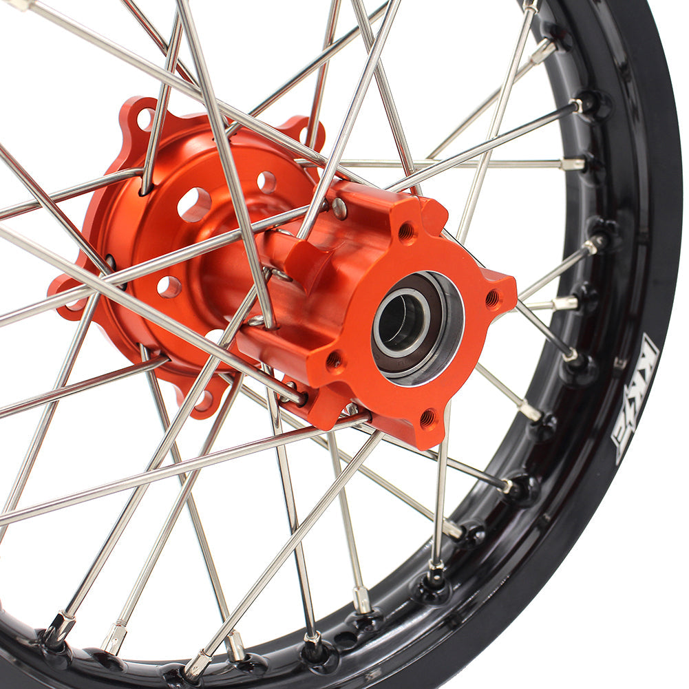 KKE 14 & 12 Spoked Kids Rims for KTM 50 SX 2014-2023 Gas Gas MC 50 2021-2023 Orange